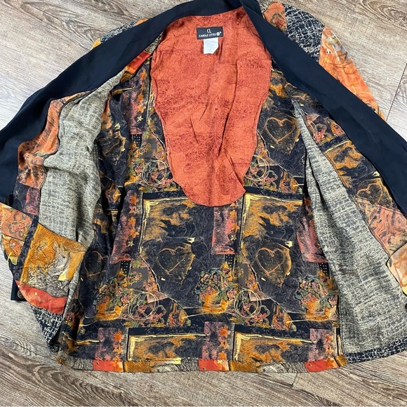 Vintage CAROLE LITTLE Blazer Women 16 Patchwork Art To Wear Oversized Rayon USA - Picture 10 of 15